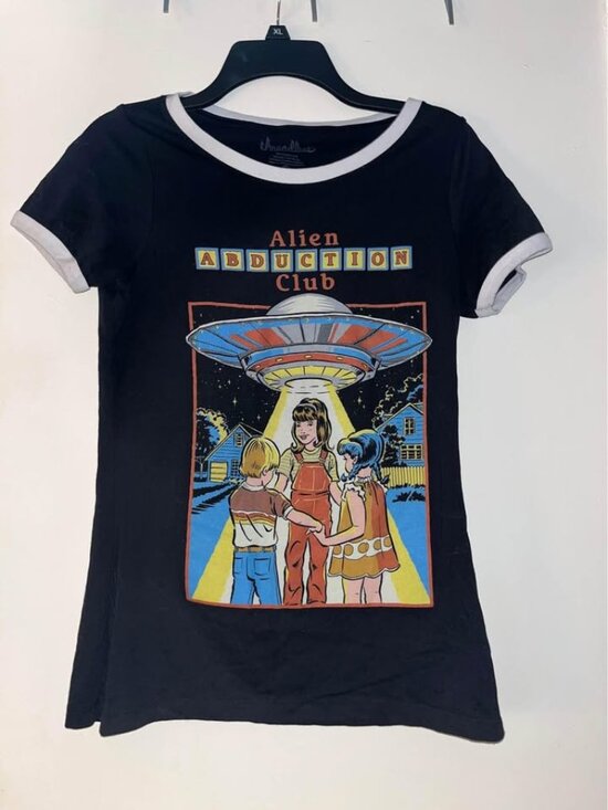 Threadless Tops - Alien Abduction Club Graphic Tee, Junior’s Medium